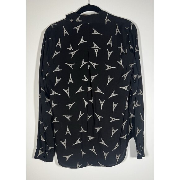 L'Agence black Eiffel Tower button-up blouse Parisian romantic designer S - Picture 2 of 8